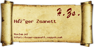 Höger Zsanett névjegykártya
